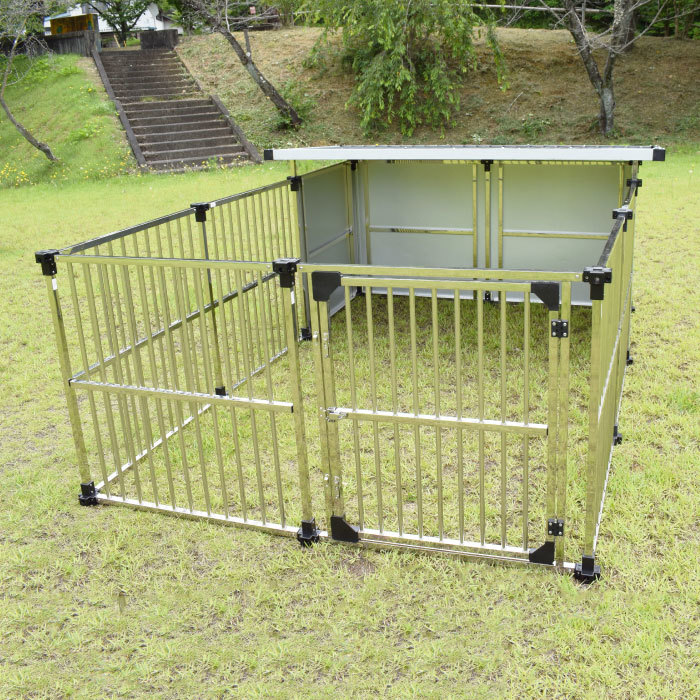  made of stainless steel dog . dog house DFS-M1 floor less (0.5 tsubo type outdoors for kennel )+α enhancing type medium sized dog large dog 