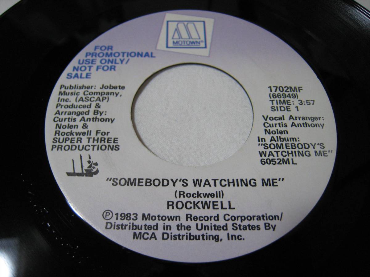 【7”】 ROCKWELL / ●プロモ STEREO/STEREO● SOMEBODY'S WATCHING ME US盤 ロックウェル ウォッチング・ミー MICHAEL JACKSON_画像1