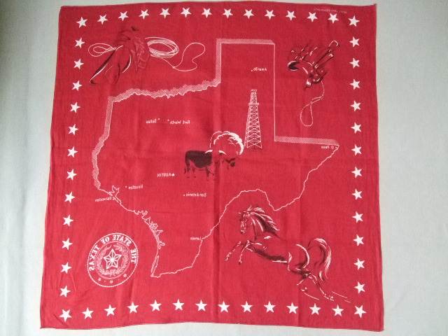 1950s Vintage THE STATE OF TEXAS souvenir BANDANA both ear bandana Vintage secondhand goods beautiful goods 