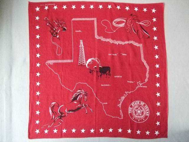 1950s Vintage THE STATE OF TEXAS souvenir BANDANA both ear bandana Vintage secondhand goods beautiful goods 