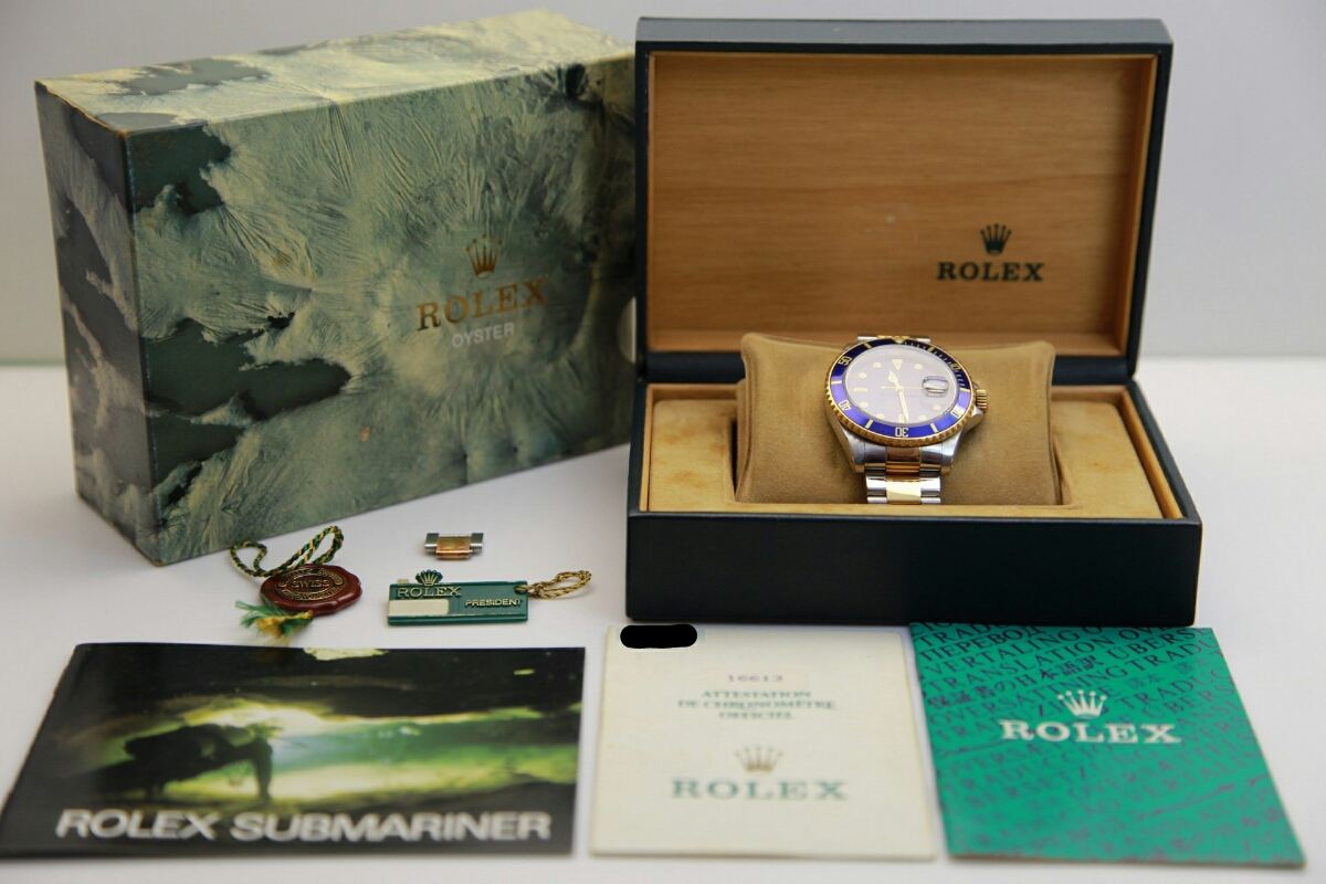  the first period version ROLEX L number 1989 year Rolex Submarine Date blue sub Ref.16613 SS/YG combination international written guarantee box direct verification . delivery possibility 