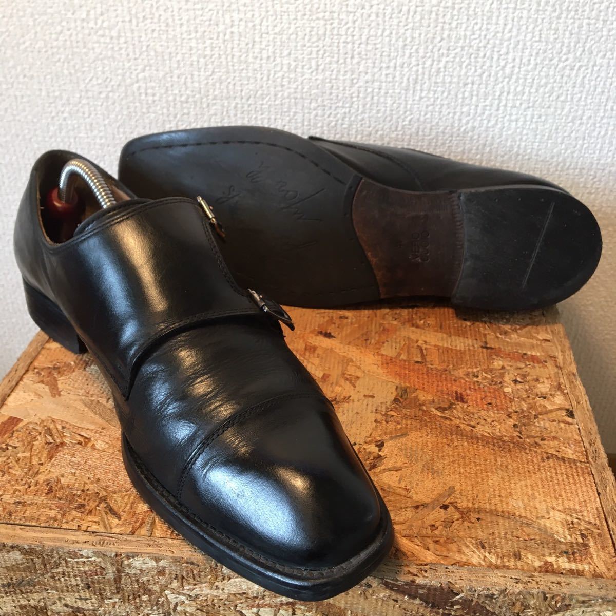 (192)G.C.morelli ジャンカルロモレリ 【41(26cm相当)】黒 ダブルモンクストラップ ストレートチップ ビジネスシューズ 革靴 紳士靴の画像6