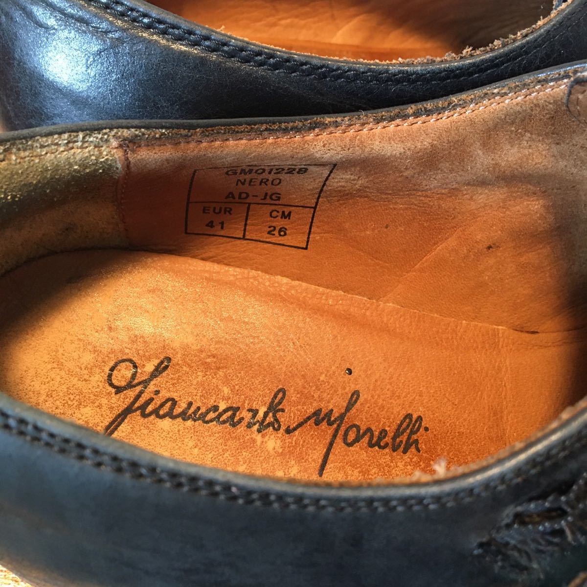 (192)G.C.morelli ジャンカルロモレリ 【41(26cm相当)】黒 ダブルモンクストラップ ストレートチップ ビジネスシューズ 革靴 紳士靴の画像10