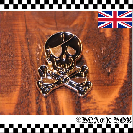 英国 インポート Pins Badge ピンズ ピンバッジ 海賊旗 クロスボーンスカル ドクロ 髑髏 骸骨 ガイコツ バイク イギリス UK GB ENGLAND 249_画像1
