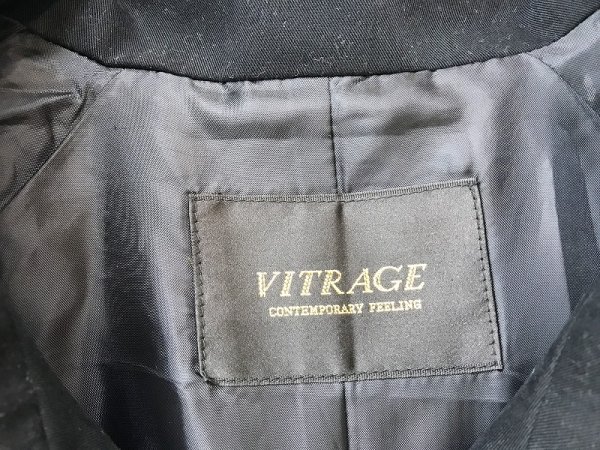 送料全国一律〉VITRAGE レディース 裏地付き 薄手 コート 黒(Mサイズ