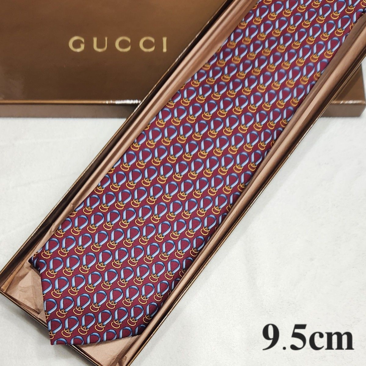 【GUCCI】ハイブランドネクタイ★総柄★エンジ★メンズ★イタリア★シルク★グッチ