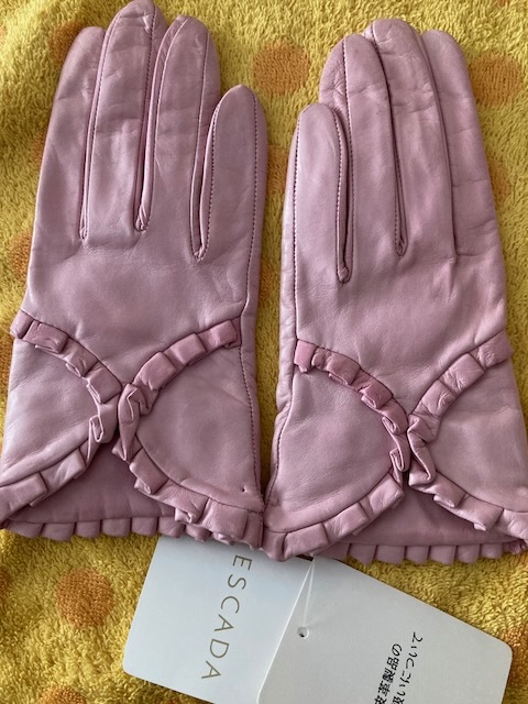 ESCADA Escada sheepskin leather gloves p reverse side silk 7(S)