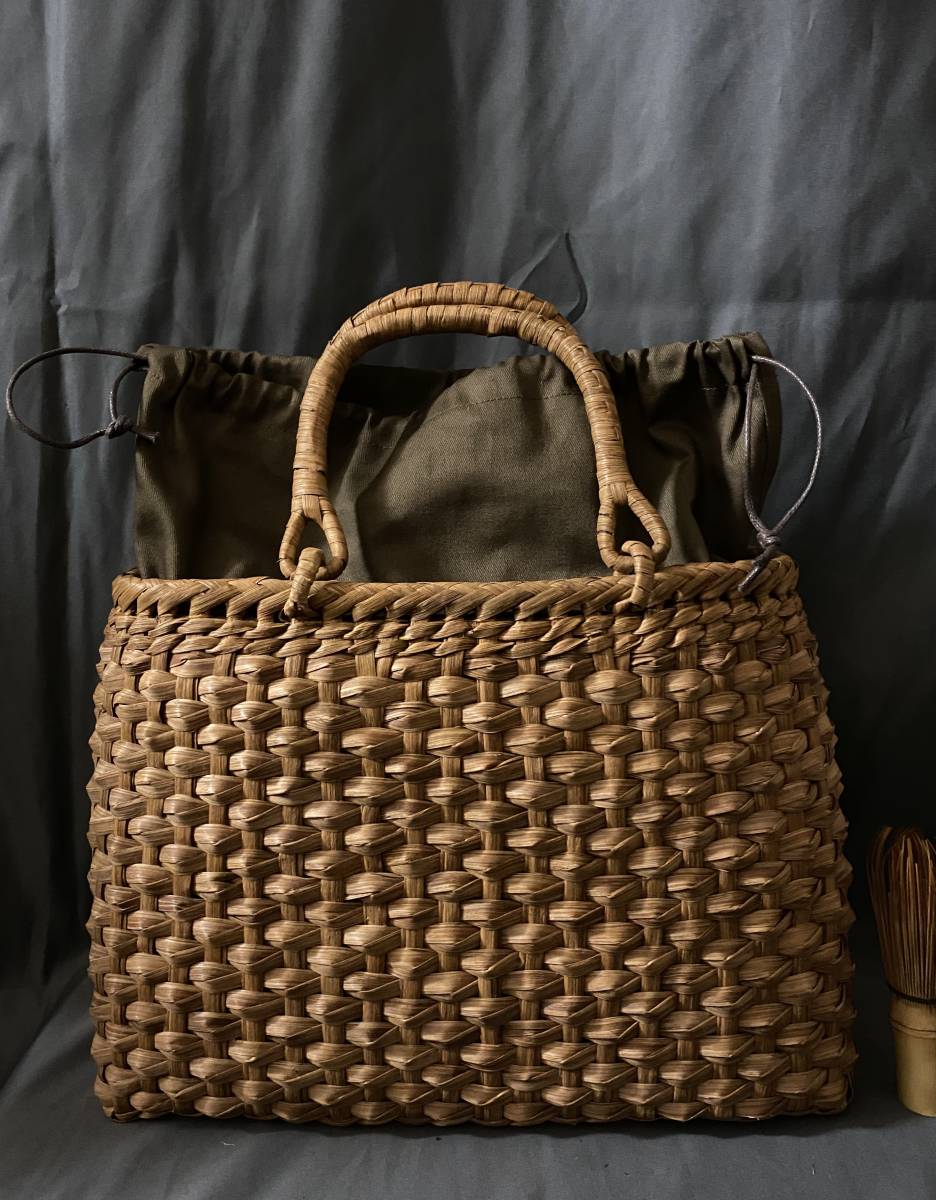 白川郷 国産蔓使用 職人手編み 山葡萄籠バッグ