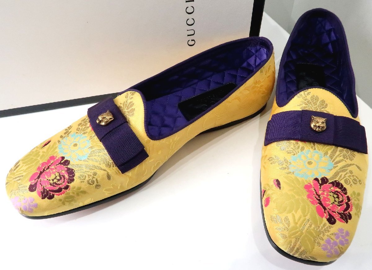 定価8.5万円超 未使用 美品 グッチ タイガー 花柄 レディース フラット