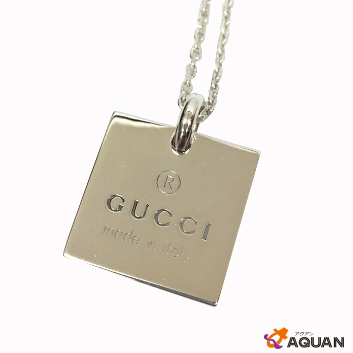 セール GUCCI グッチ ペンダント プレート ネックレス シルバー925 AG925 シルバー メンズ レディース アクセサリー 美品 aq3300_画像1