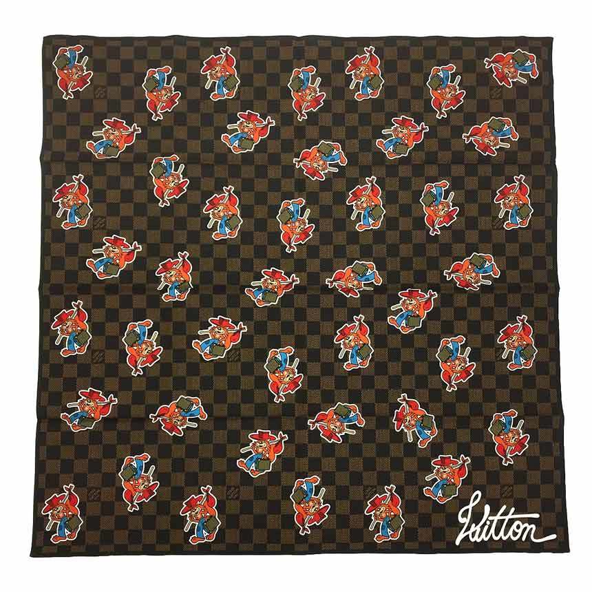 LOUIS VUITTON ルイヴィトン セット オブ スリー バンダナフ MP3425 ダミエパターン 単品 aq7230_画像1