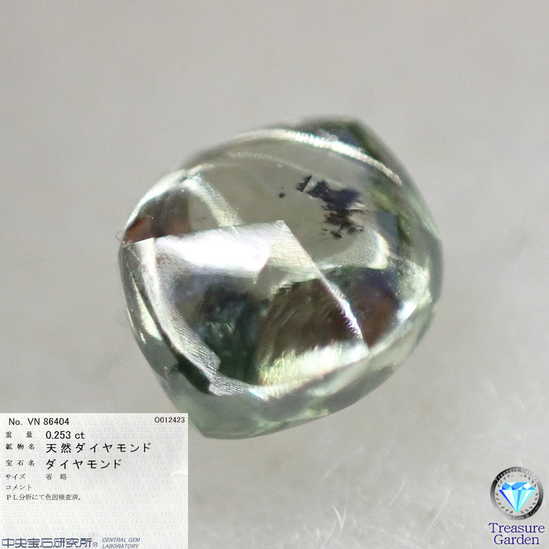 トレジャーG)【超レア グリーン&二十四面体】 グリーンダイヤモンド 原石 0.253ct 【CGLソーティング】 美結晶 グリーンダイヤ　　[DIn3]