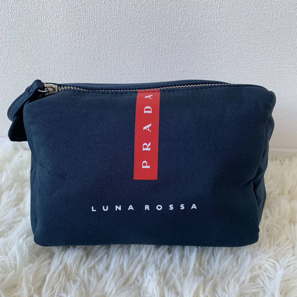 新品同様 1円 PRADA プラダ メンズ クラッチバッグ セカンドバッグ ネイビー レッド グレー ナイロン レザー_画像2