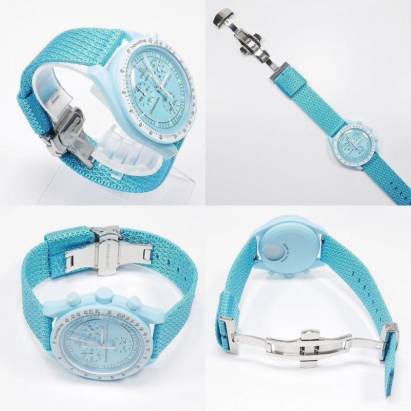 【在庫処分】 Swatch×OMEGA スウォッチ×オメガ 専用ナイロンベルト Uranus（ライトブルー） Ｄバックル付き