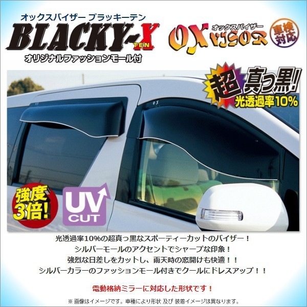 送料無料(一部地域を除く)ホンダフィット(GE6・GE7・GE8・GE9・GP1・GP4ハイブリッド可)OXバイザーブラッキーテンフロント・リア用セット_画像1