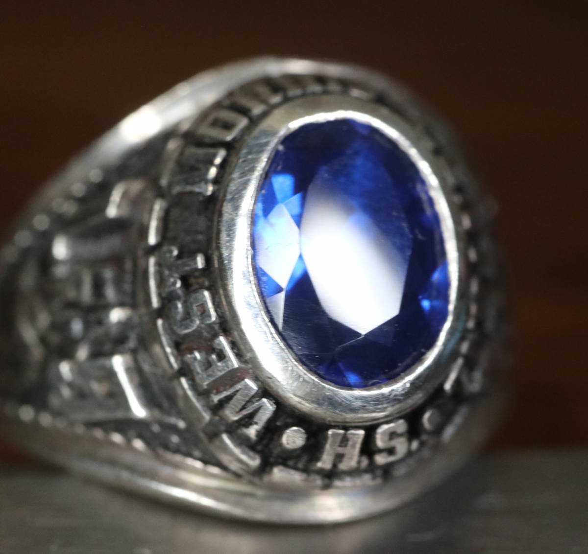 USA Vintage West MorrisCentral High School 925 кольцо "college ring" / кольцо RING Vintage ткань to Maurice school ring 