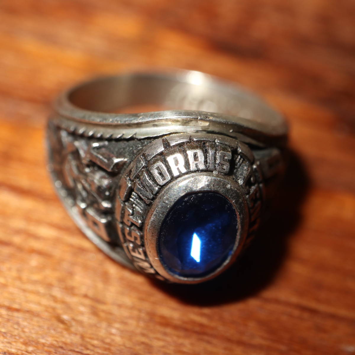 USA Vintage West MorrisCentral High School 925 кольцо "college ring" / кольцо RING Vintage ткань to Maurice school ring 