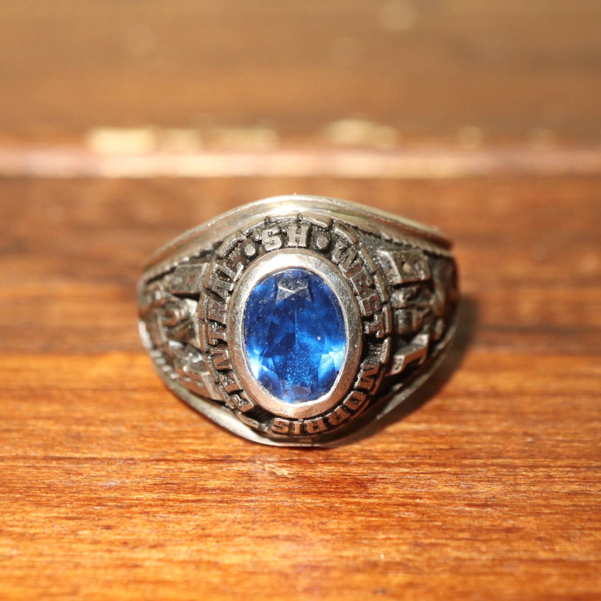 USA Vintage West MorrisCentral High School 925 кольцо "college ring" / кольцо RING Vintage ткань to Maurice school ring 