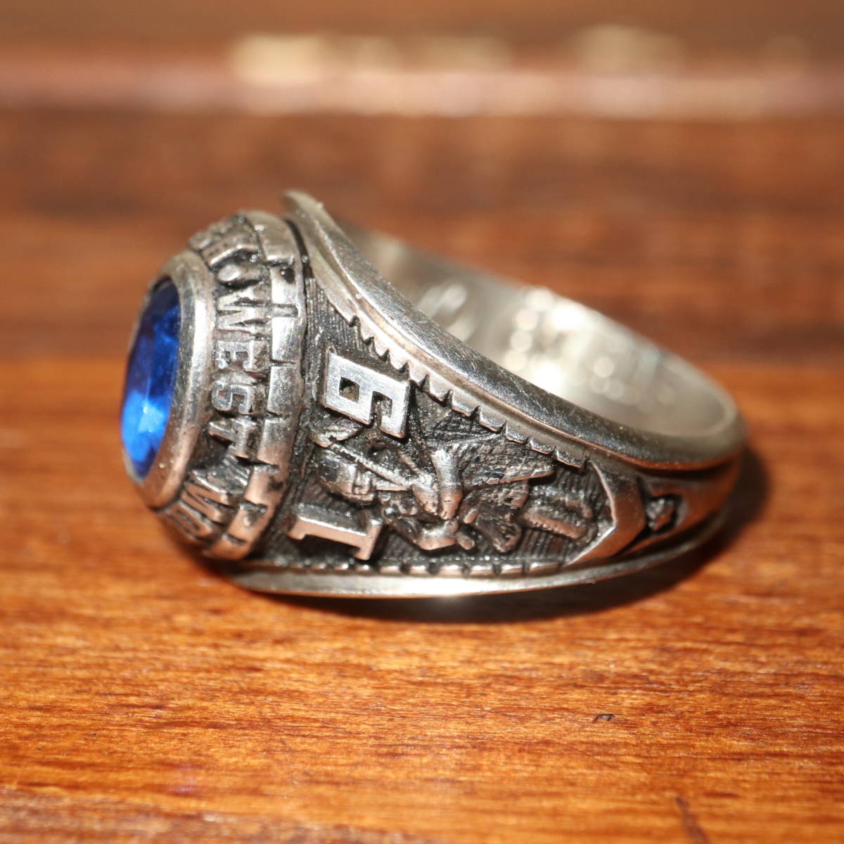 USA Vintage West MorrisCentral High School 925 кольцо "college ring" / кольцо RING Vintage ткань to Maurice school ring 