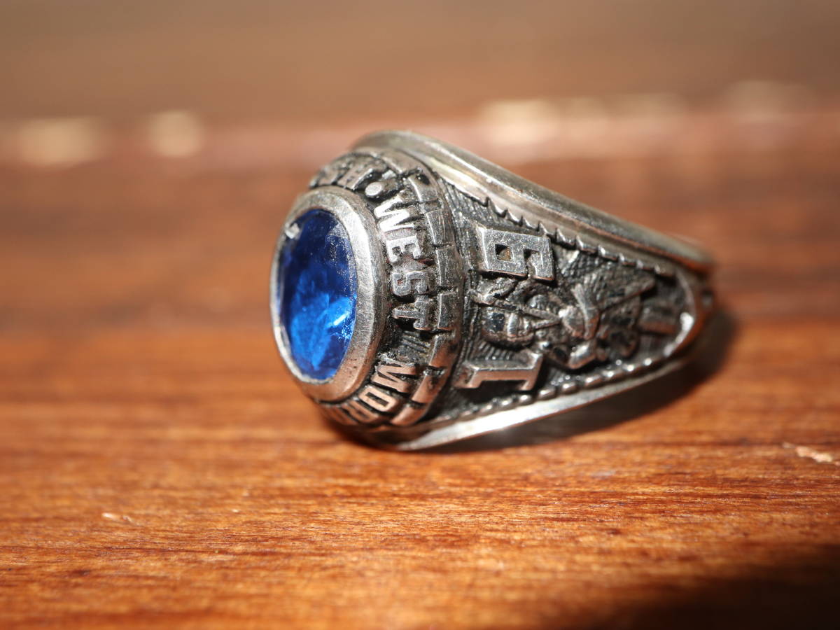 USA Vintage West MorrisCentral High School 925 кольцо "college ring" / кольцо RING Vintage ткань to Maurice school ring 