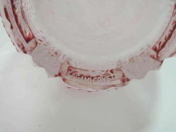 カガミクリスタル KAGAMI 25 デキャンタ デカンタ カットガラス 切子 赤被せ クランベリーガラス ゴールドルビーガラス 0112の画像8