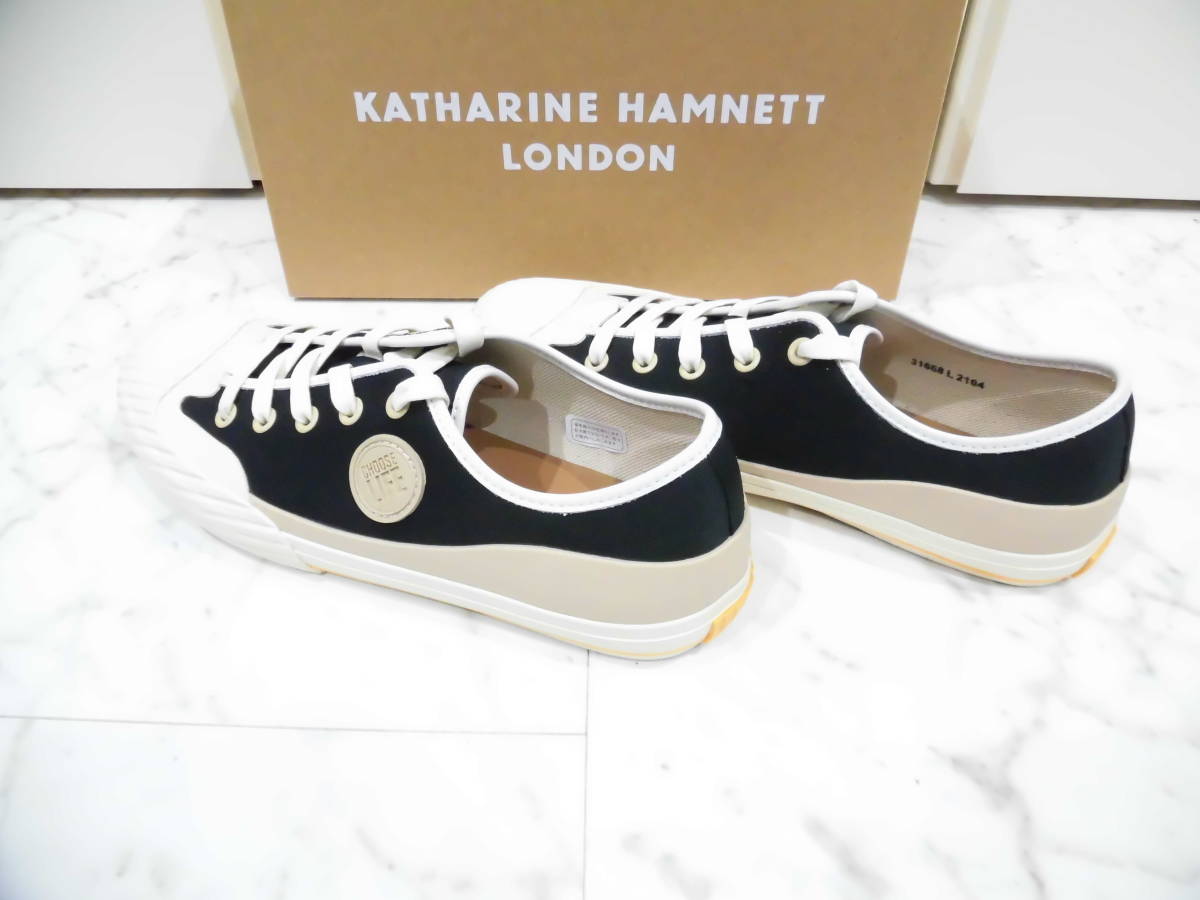 [ новый товар не использовался с ящиком ]KATHARINE HAMNETT LONDON Katharine Hamnett London спортивные туфли размер M ( примерно 25.0.) обувь обувь черный 31668