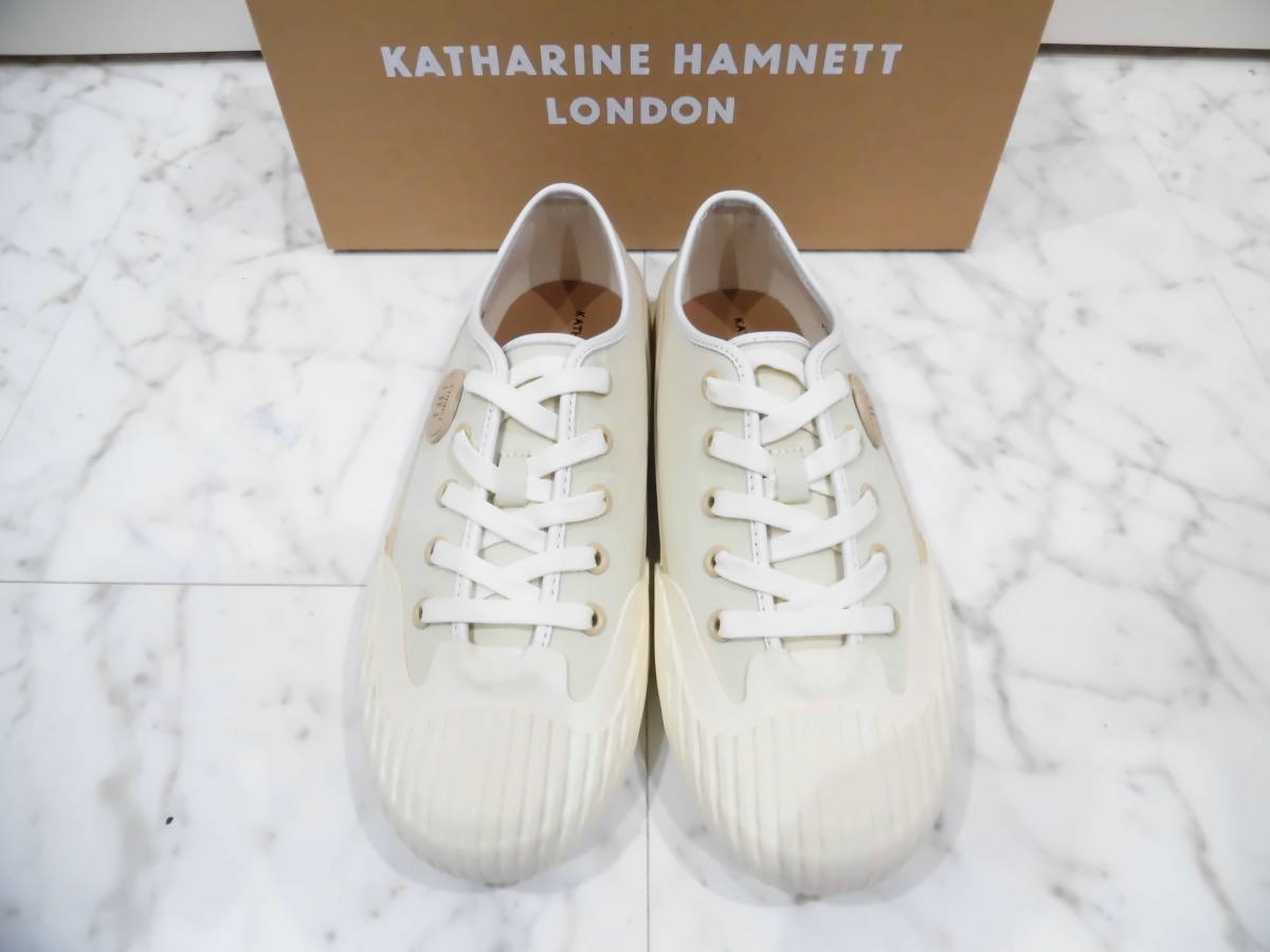 【新品未使用箱付】KATHARINE HAMNETT LONDON キャサリン ハムネット ロンドン スニーカー サイズM (約25.0㎝) シューズ 靴 ホワイト 31668の画像7