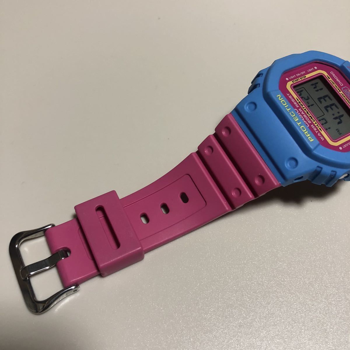 【美品】G-SHOCK THROW BACK 1983 スローバック DW-5600TB-4BJF ピンク ブルー 原色_画像3