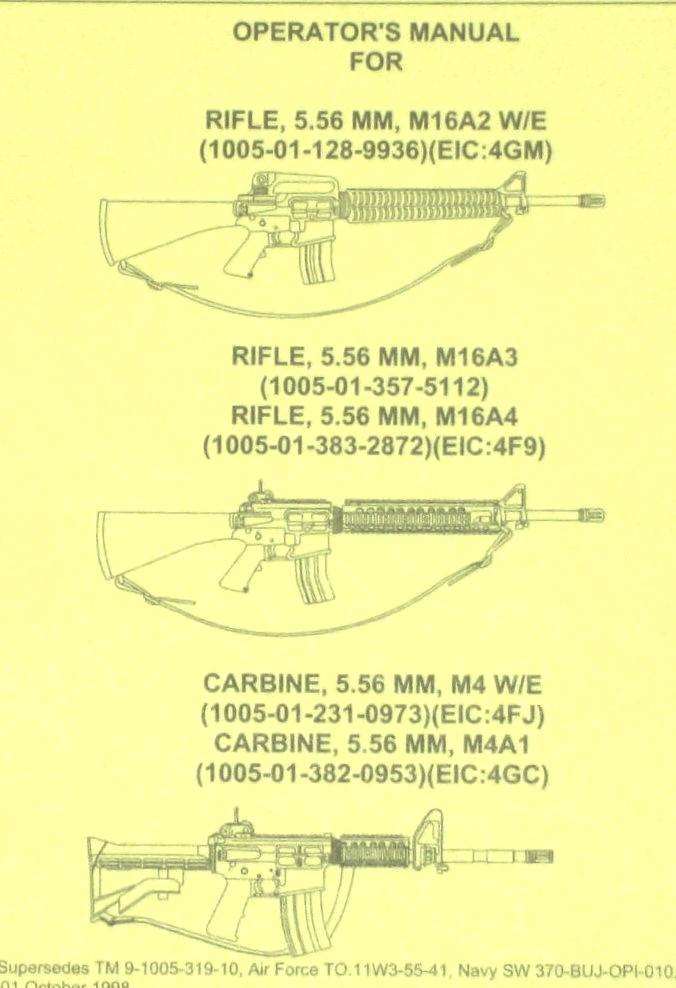 米軍 オペレーターズ マニュアル M16A2 M16A3 M16A4 M4 M4A1 未使用 2010 ライフル カービンの画像3