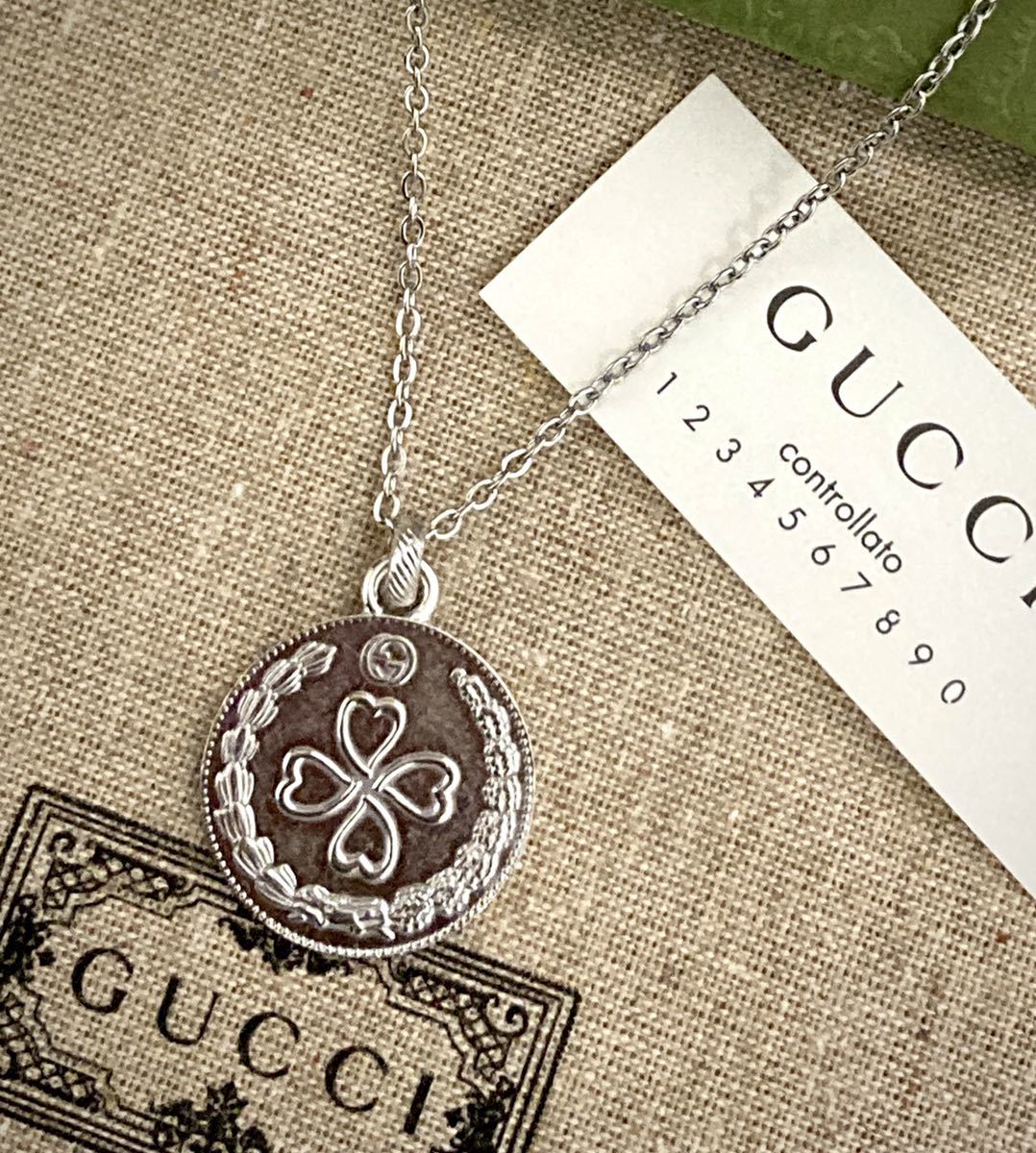 【即決/送料込み】 希少 GUCCI/グッチ コインネックレス クローバーハート/インターロッキング/ダブルG ペンダント