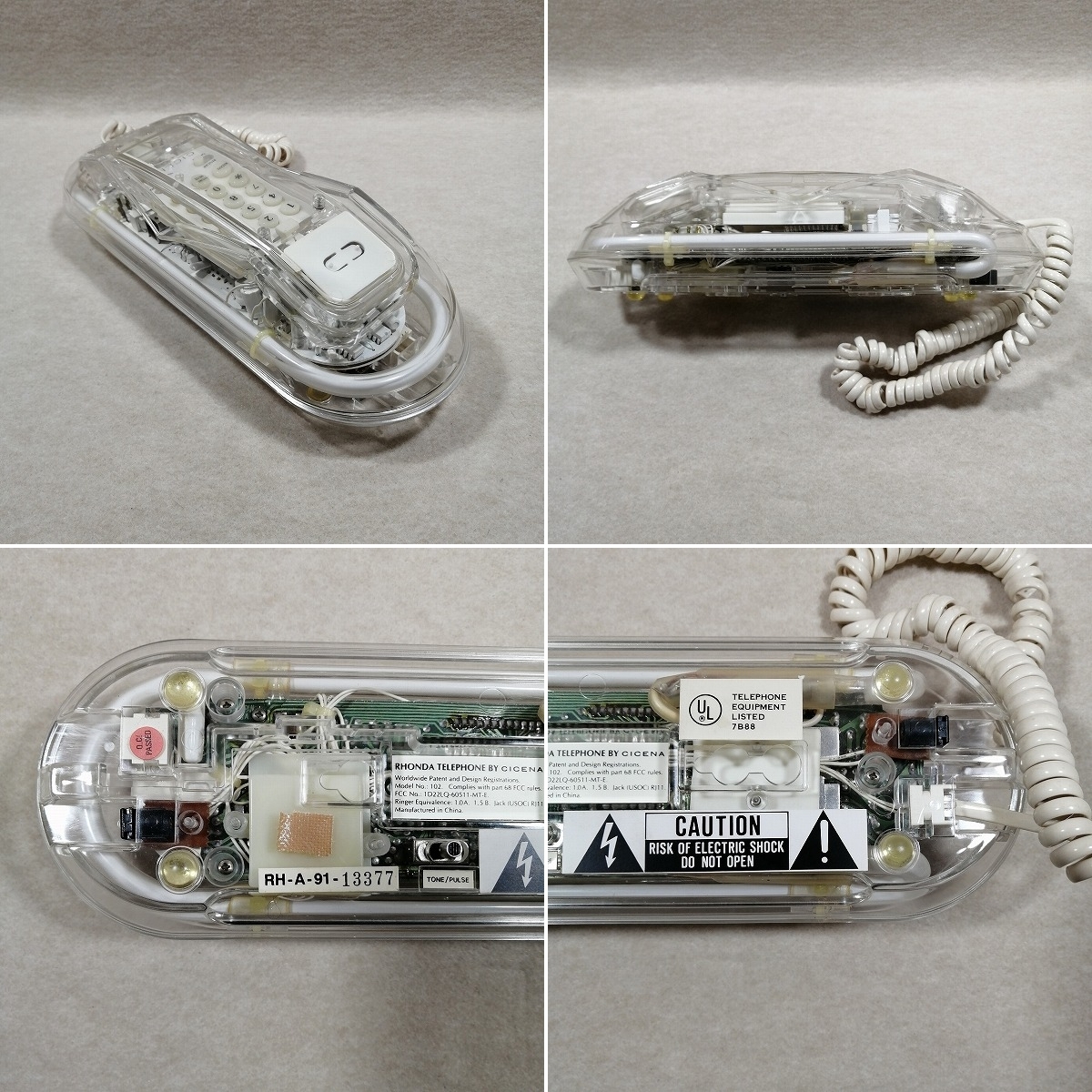 ●○動作品 スケルトン電話機 ネオン電話 Cicena Rhonda ネオン電話 RH-A-91 透明 クリア シセナジャパン○●の画像7