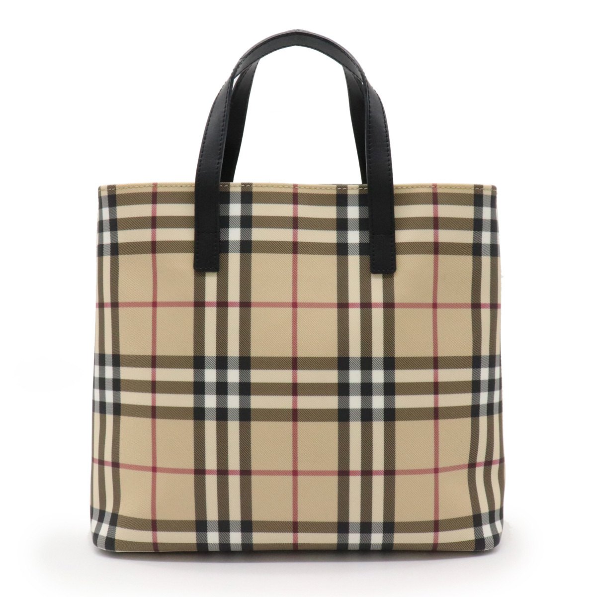 BURBERRY バーバリー ノバチェック ハンドバッグ トートバッグ PVC レザー ベージュ ブラック 黒 レッド 