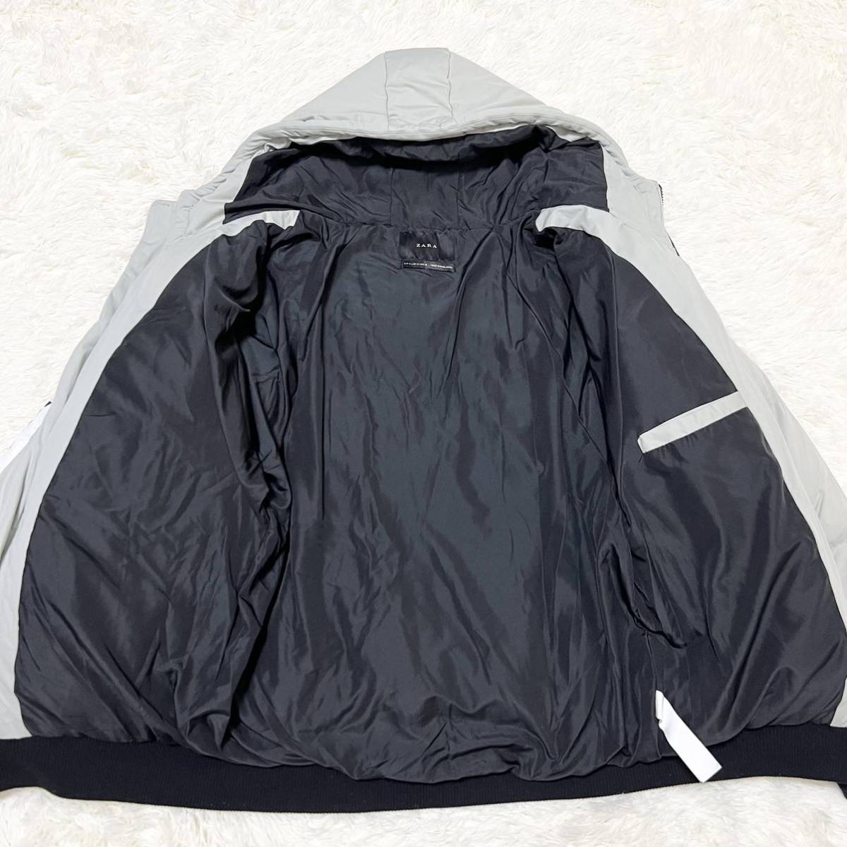 美品】ZARA ザラ ダウンジャケット M ジップアップ テープライン 美品】ZARA ザラ ダウンジャケット M ジップアップ テープライン