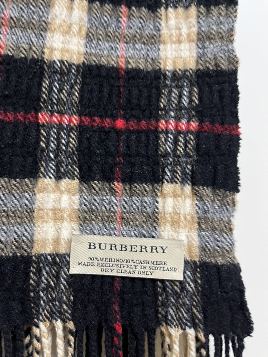 BURBERRY バーバリー メリノウール90% カシミヤ10% 細長マフラー fkip