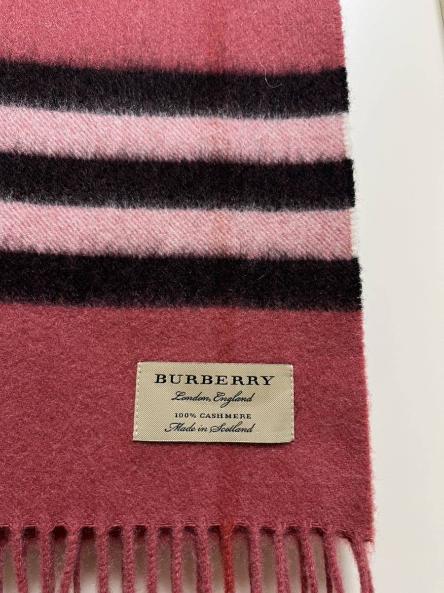 BURBERRY バーバリー マフラー カシミア100% ピンク系 美品 送料無料
