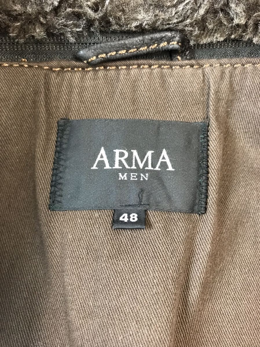 (D) ARMA MEN アルマメン レザー ジャケット 48 ダークブラウン_画像8