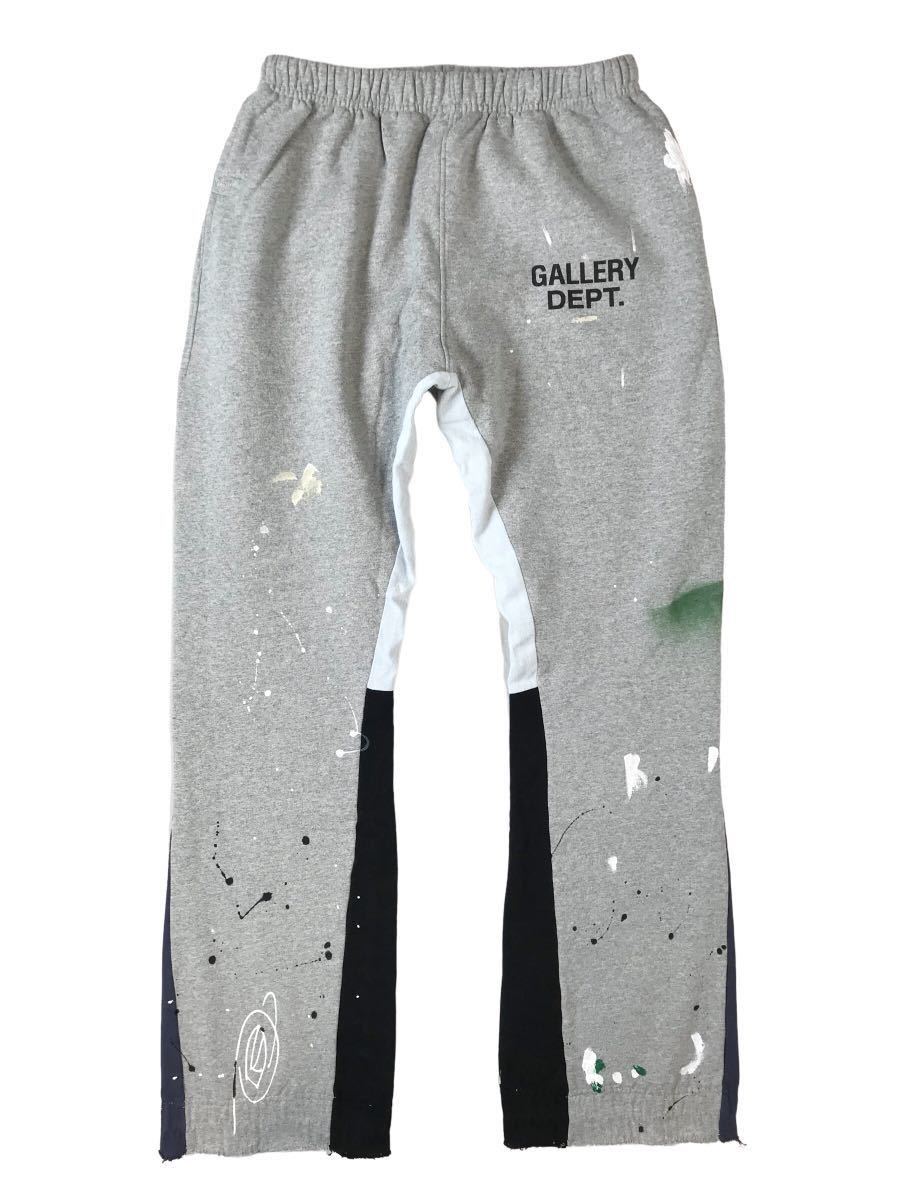 GALLERY DEPT. Dark Grey Paint Splatter Flared Sweatpants (ON BODY) 