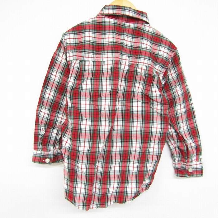 oshukoshu длинный рукав проверка рубашка левый . карман cut and sewn для мальчика 5 размер красный зеленый белый Kids ребенок одежда OSHKOSH