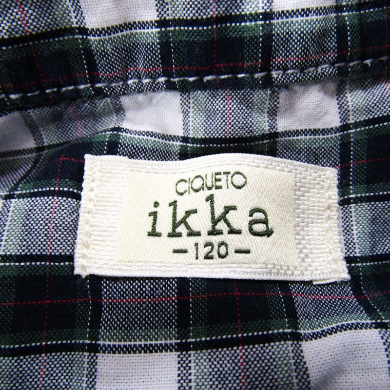 ikka チキュート 長袖チェックシャツ カットソー 男の子用 120サイズ 緑紺白 キッズ 子供服 イッカ_画像3