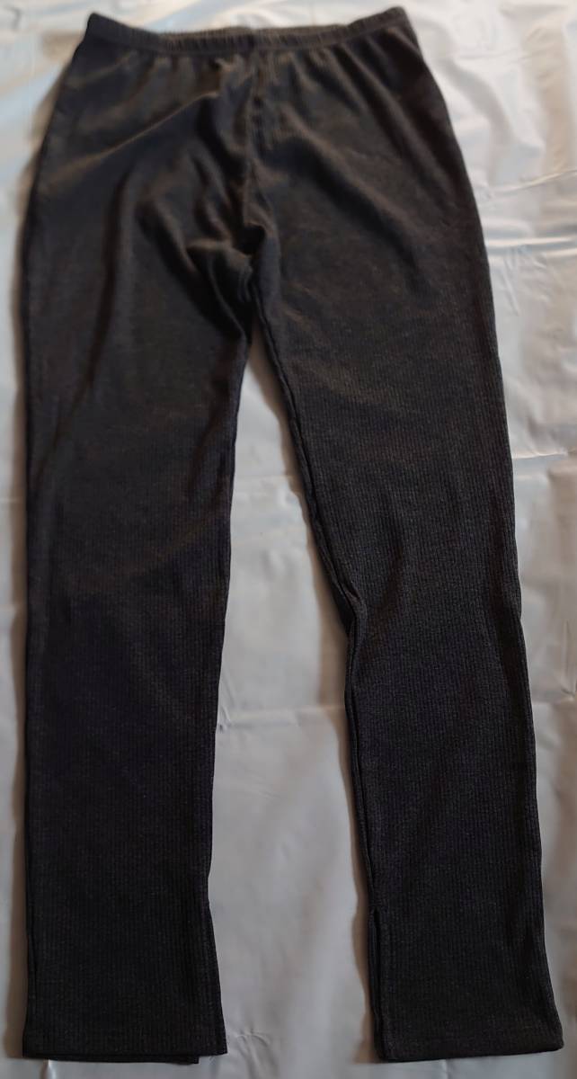  unused ....HK WORKS LONDON bottoms rib leggings leggings spats waist total rubber flexible charcoal gray? easy L