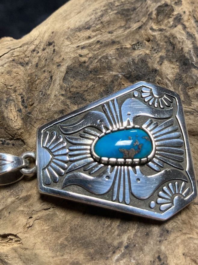  Navajo navajo maru kobigeiMarco Begayebiz Be turquoise pendant top Indian jewelry silver Sterling