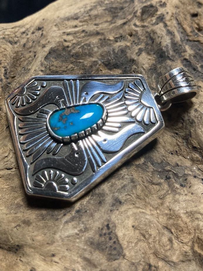  Navajo navajo maru kobigeiMarco Begayebiz Be turquoise pendant top Indian jewelry silver Sterling