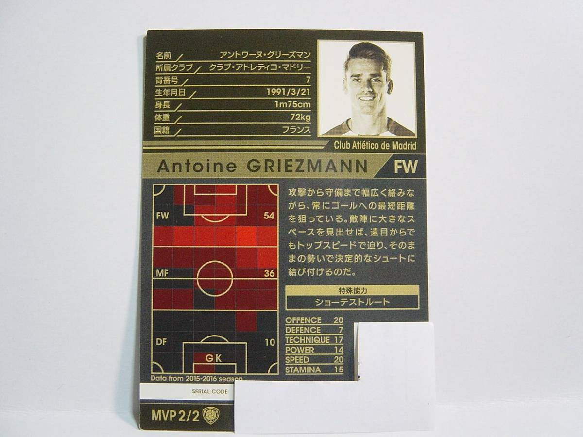 WCCF 2016-2017 MVP アントワーヌ・グリーズマン　Antoine Griezmann 1991 France　UEFA EURO 2016 Golden Boot_画像2