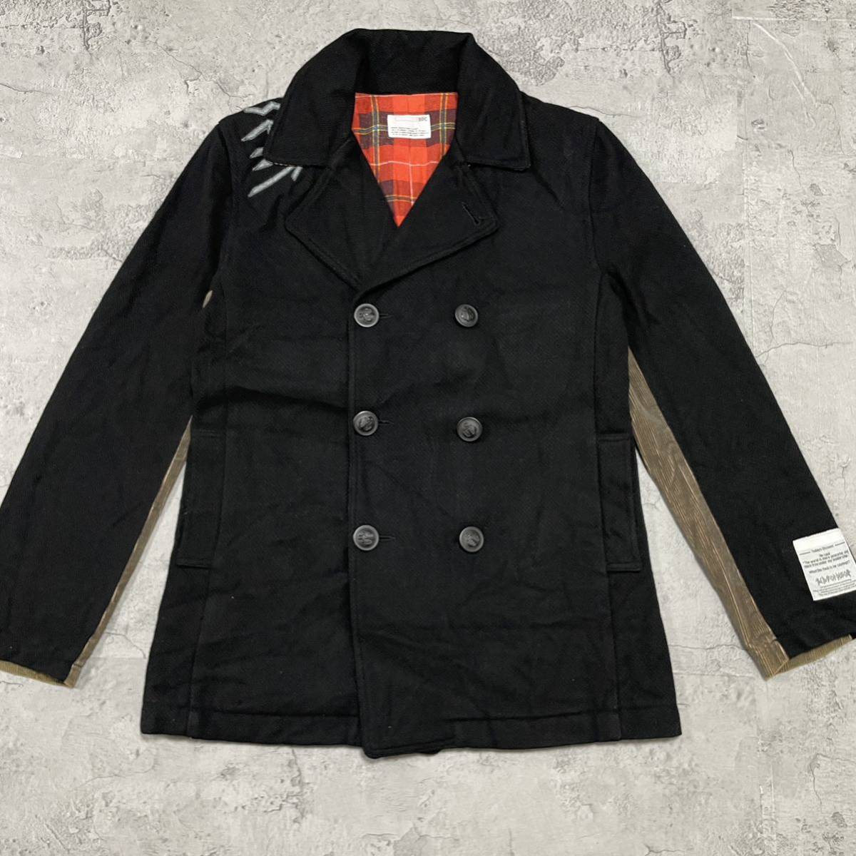 GDCji-ti-si- pea coat jacket double jacket black coat wool jacket Street size L Kumagaya .. sphere FL2179