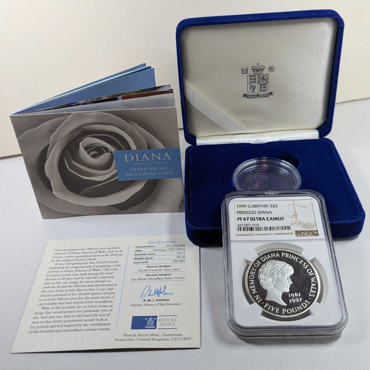 1999年 ダイアナ 英国 ロイヤルミント NGC PF67 5ポンド 銀貨 | www