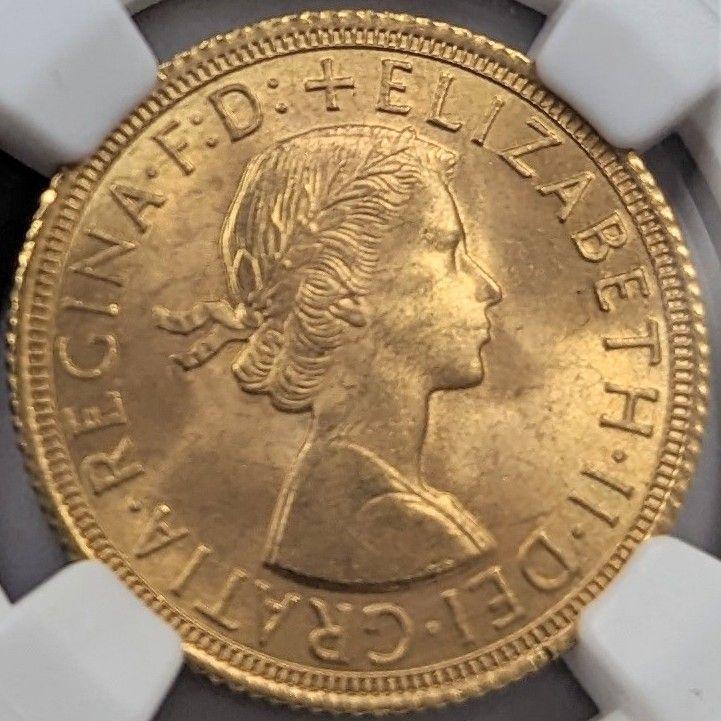 1968年 イギリス ヤングエリザベス NGC MS64 鑑定 ソブリン 金貨