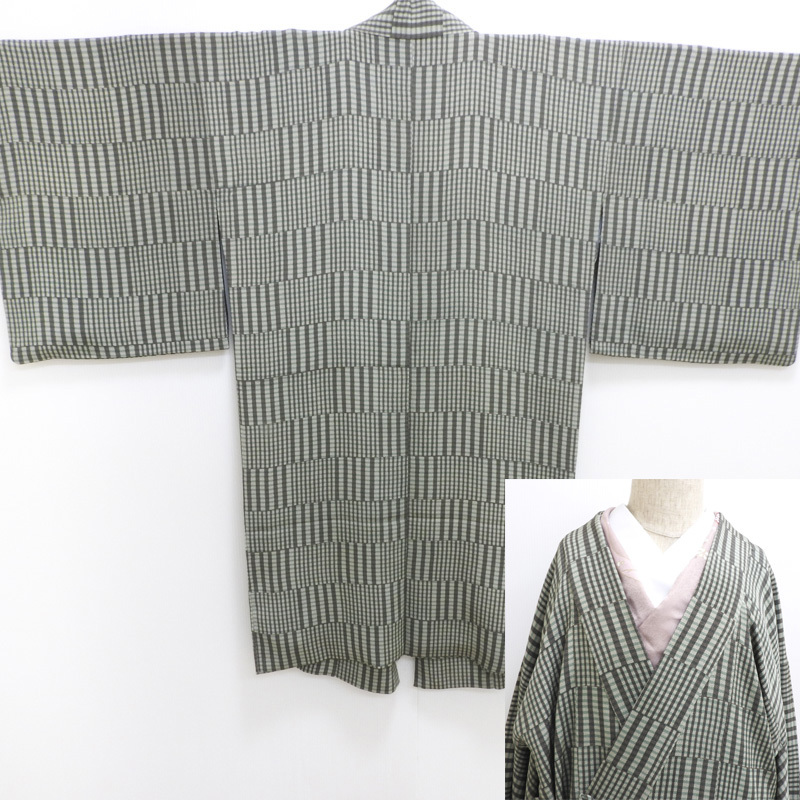 Club wistaria * Japanese clothes coat door garment height 108... ground change ... dyeing fine pattern pongee visit wear also . tailored kimono (3216)