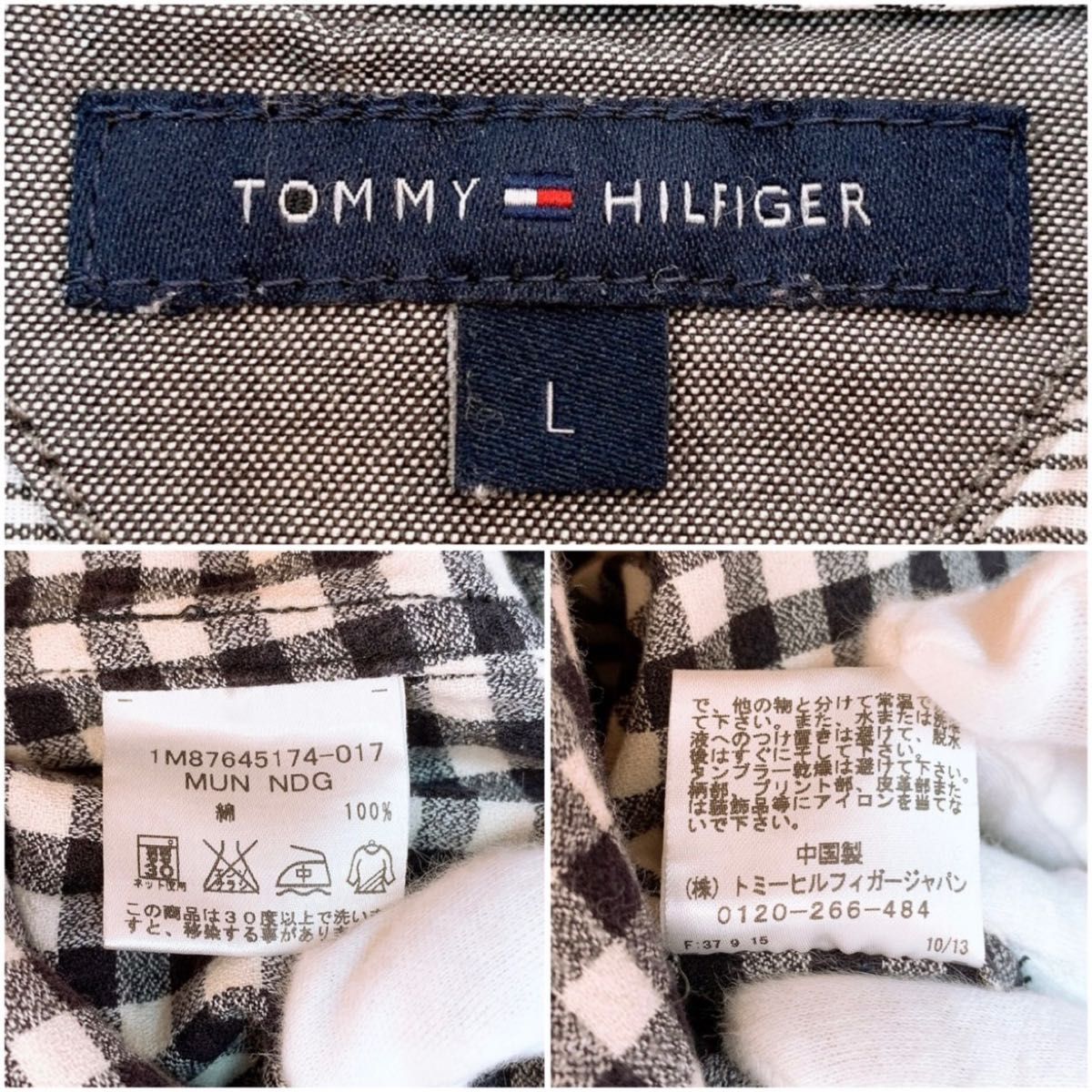 TOMMY HILFIGER トミーヒルフィガー　シャツ　長袖　チェック柄　ブラック　L