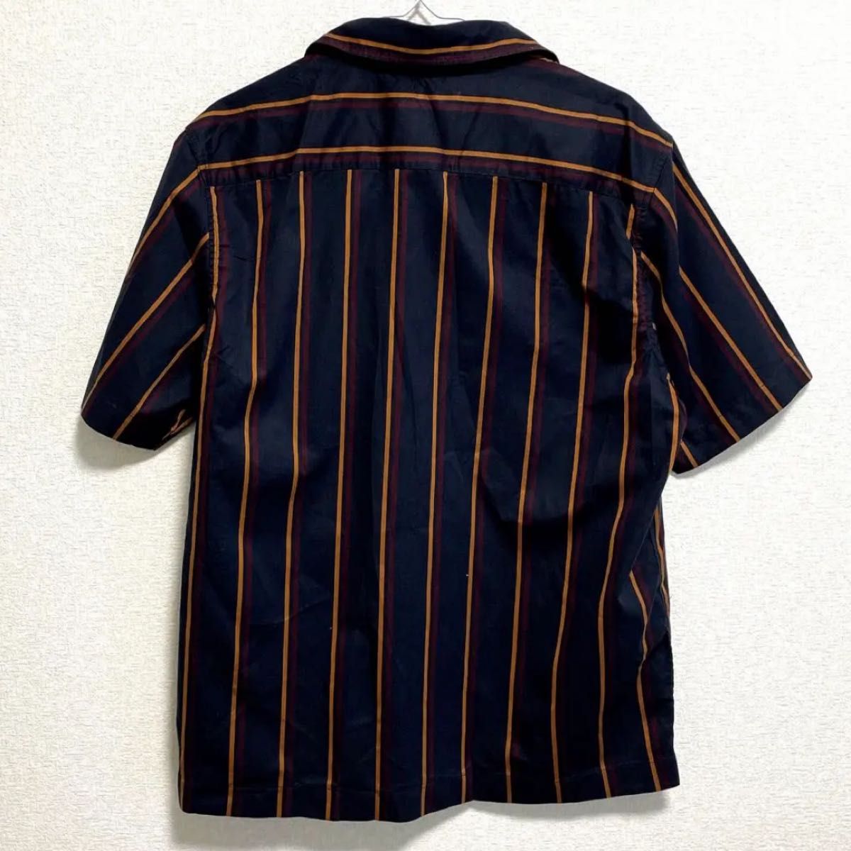 FRED PERRY フレッドペリー チェスト ロゴ 刺繍 半袖 ストライプ シャツ オープンカラーシャツ 半袖シャツ M 8