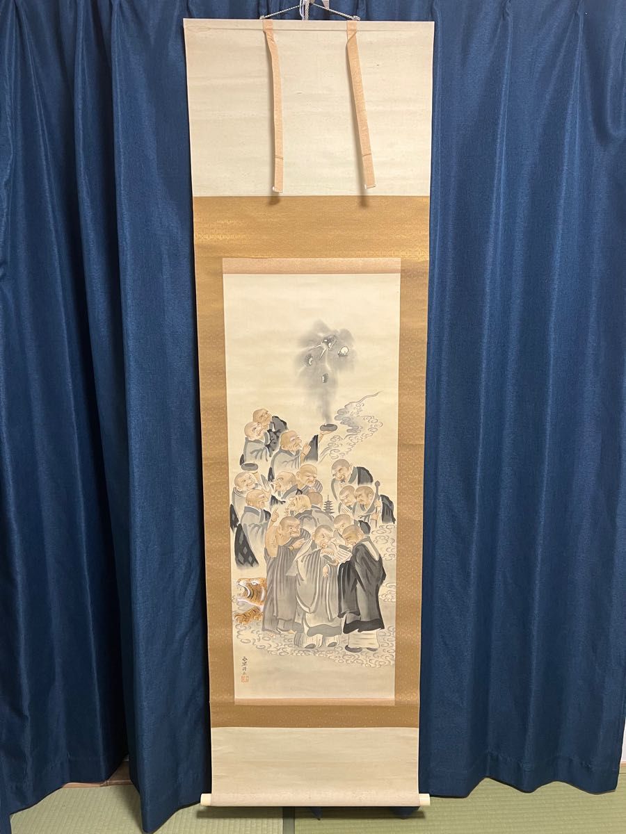 掛け軸 日本絵 唐画 仏画 中国 掛軸 龍 虎 羅漢 E|PayPayフリマ